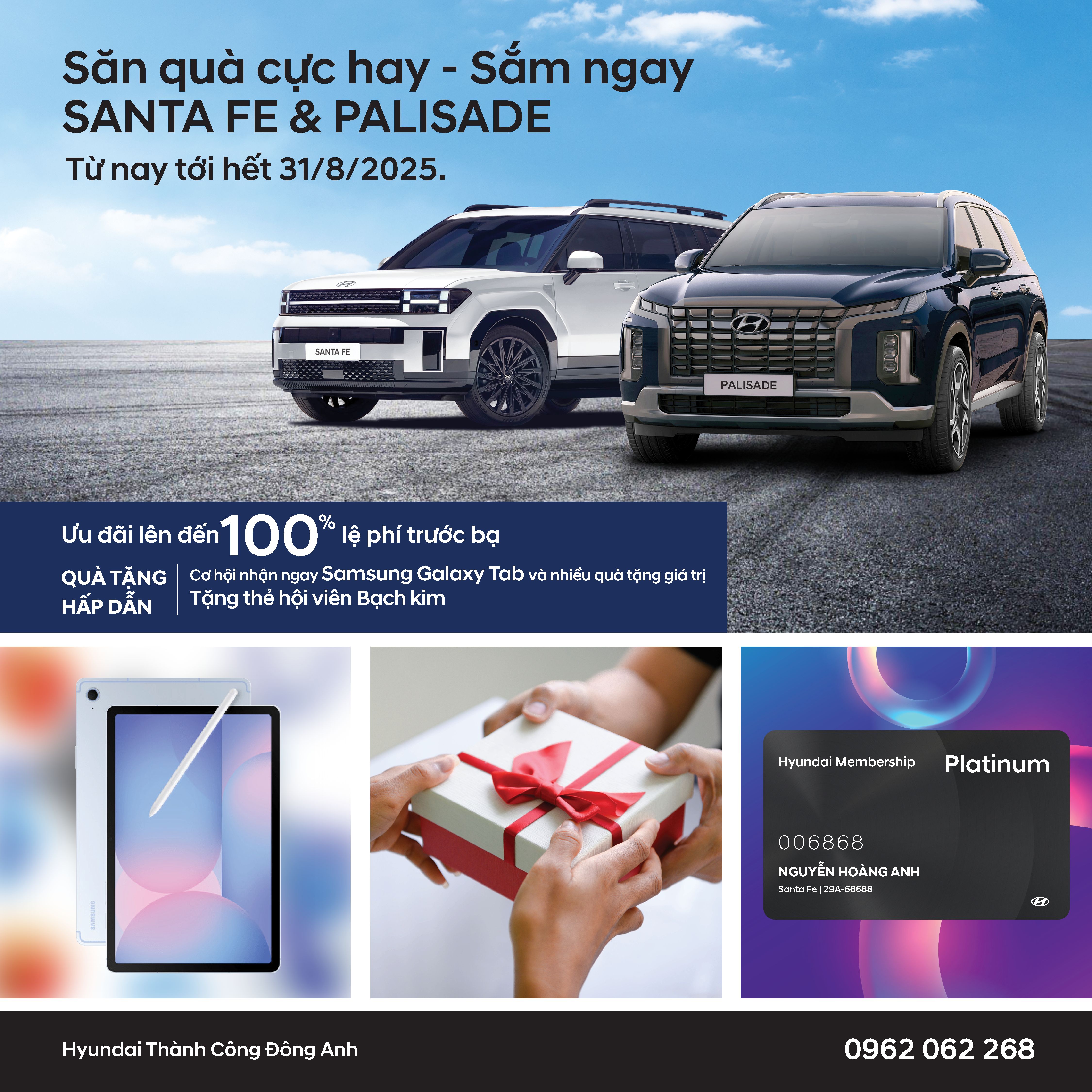 SĂN QUÀ CỰC HAY - SẮM NGAY SANTA FE & PALISADE TẠI HYUNDAI THÀNH CÔNG ĐÔNG ANH